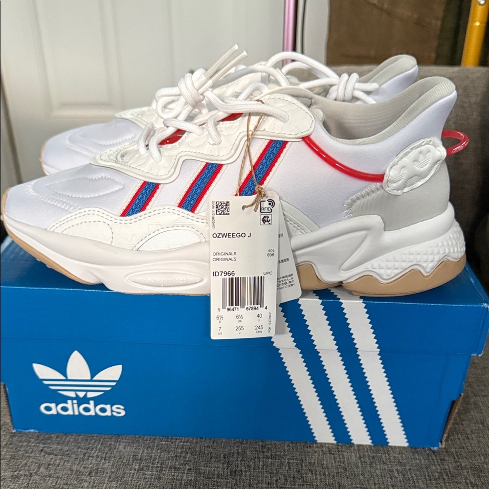 adidas NWB Shoes - White with Red and Blue Stripes